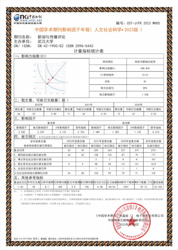 《新闻与传播评论》办刊质量稳步提升